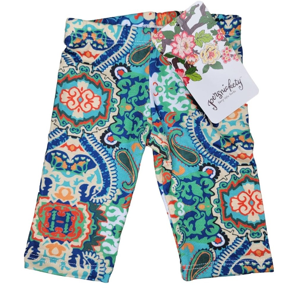 Persnickety NWT paisley boho cute baby leggings size 3-6 month blue green orange